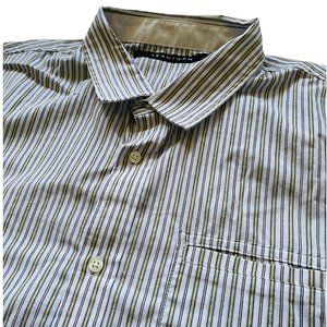 SEAN JOHN Shirt Size 2XL Men's Striped Short Sleeve XXL Gray White Button Down